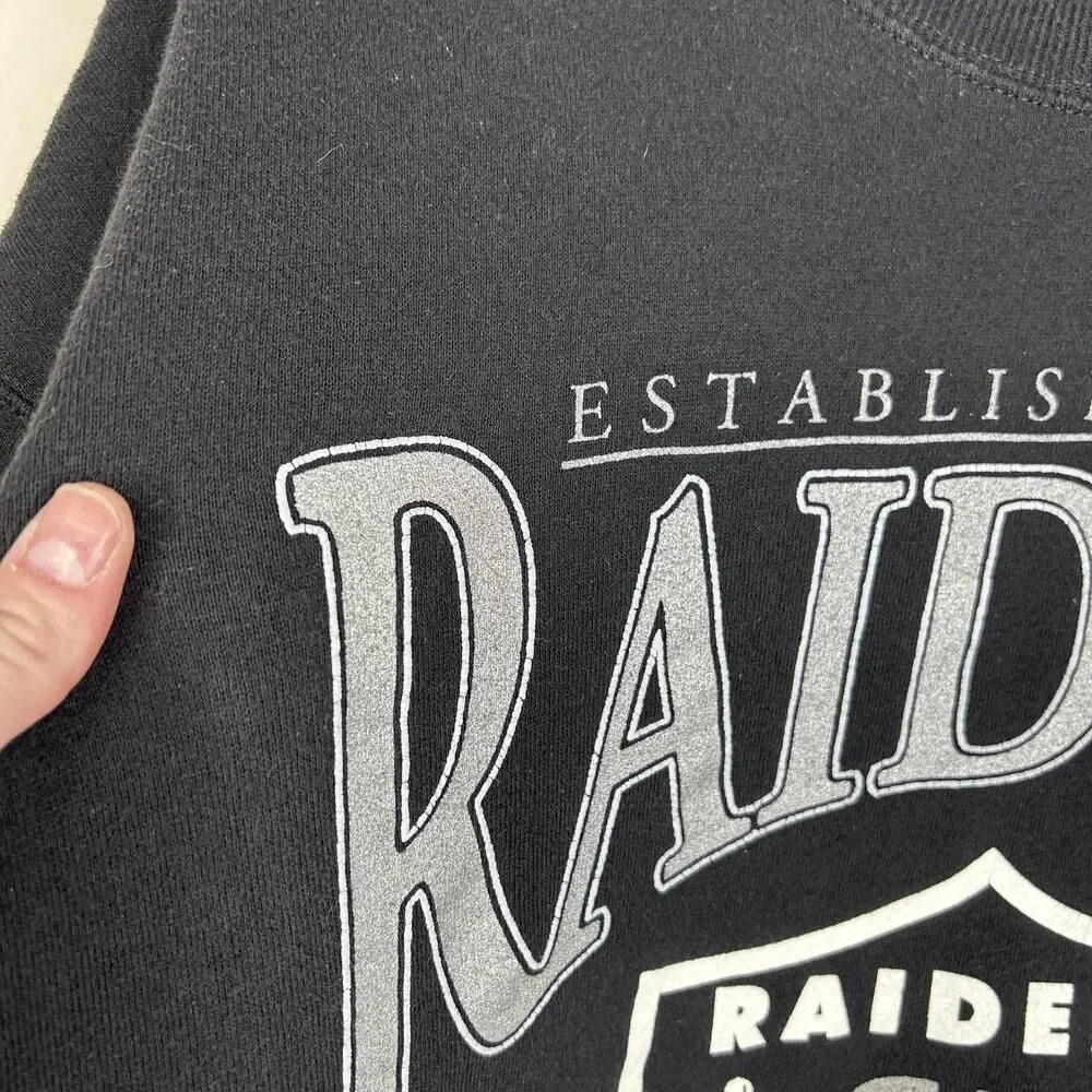Vintage Oakland Raiders Sweatshirt Black NFL Crewneck 90s Lee Sport Graphic XL